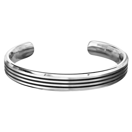 Titanium Cuff Bracelet w/Black PVD Lines - Click Image to Close